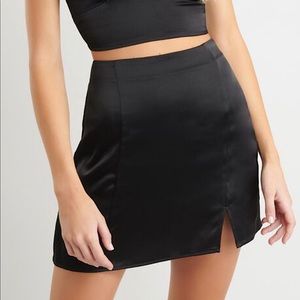 Garage black satin mini skirt